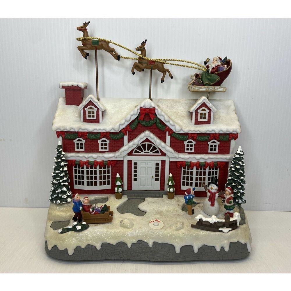 Eluceo In Motion Animated Lighted Musical Christmas House Santa Reindeer TESTED